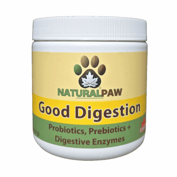 Naturalpaw Good Digestion probiotics prebiotics and digestive enzymes for dogs and cats.