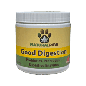 Naturalpaw Good Digestion Canadian probiotics prebiotics and digestive enzymes for dogs and cats.